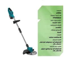 Handmaaier - Grasmaaier - Grastrimmer - Grasschaar - Grasmachine - 4000W - 9 Inch - Elektrische/Accu - Borstelloze Grastrimmer met Digitaal Display – Krachtige Accu Tuinmaaier - 21V/18V Compatibel - Zonder Batterij