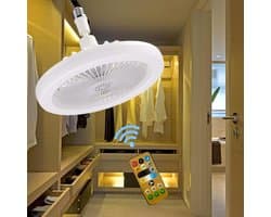 LISM-10-inch ventilator met stekker en verlichting - dimbare afstandsbediening, 3 ventilatorsnelheden - slaapkamer/keuken (wit)