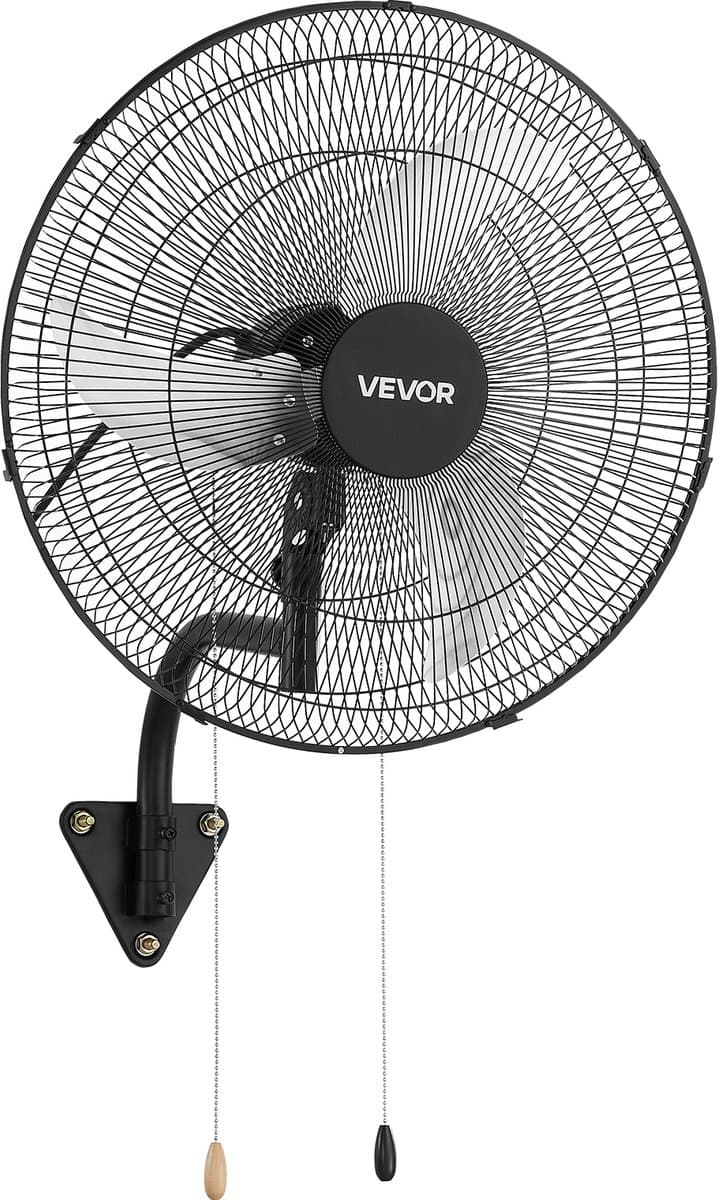 VEVOR 65W Industriële Wandventilator 57 cm, 6 m/s Oscillerende Wandventilator met 3 Snelheden en Verstelbare Kantelhoek, Commerciële Industriële Ventilator voor Werkplaats, Garage, Magazijn, Sportschool, Zwart — afbeelding 1