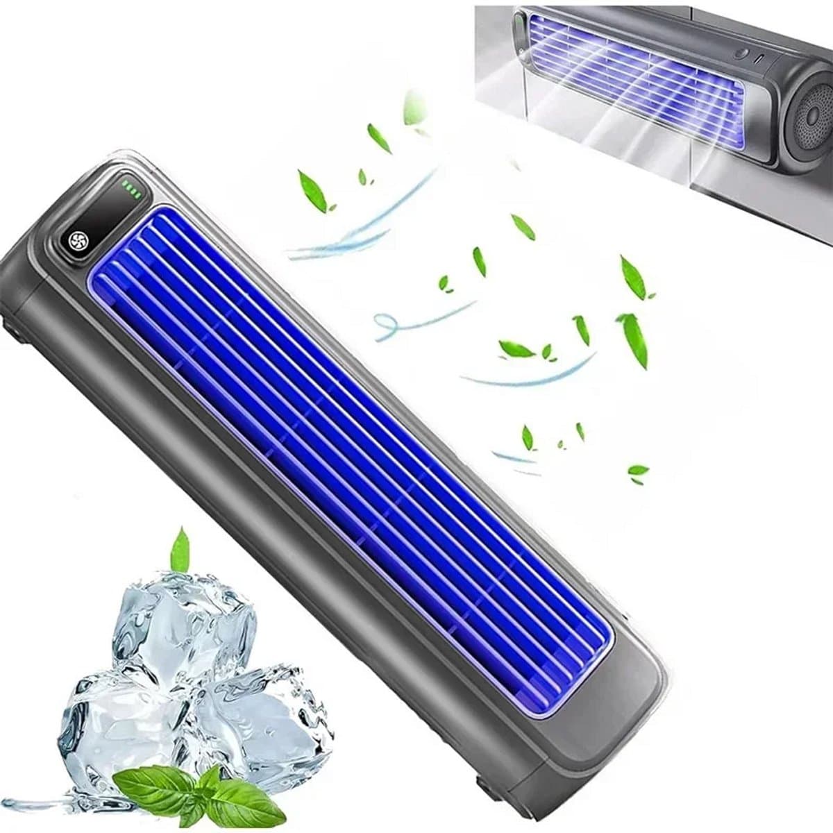 USB Oplaadbare Wandventilator – Draadloze Luchtcirculator – 3 Standen – Compacte Mini Ventilator – Donkergrijs — afbeelding 1