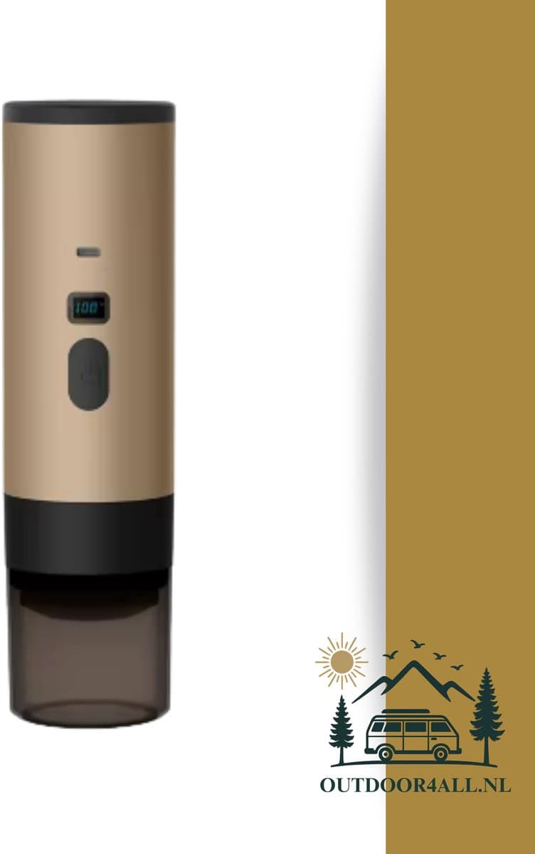 Draagbare Koffiemachine /Coffee maker voor camping, op reis of onderweg - Oplaadbaar - Goud — afbeelding 1
