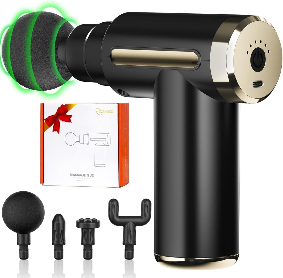Mini Massage Gun - Spier Stimulator - Spierherstel Bevorderen - Drukgevoelige Activatie - 11 x 4 x 9 cm - Zwart — afbeelding 1