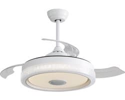 Plafondventilator 42 inch Wit - Met veelkleurig 32W LED licht (3 kleurtemperaturen + RGB) - 3 ABS bladen - Stille DC motor - Zomer/Winter functie - Timer - Afstandsbediening