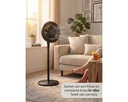 Krachtige Ventilator - Statiefventilator - Tafelventilator- 85W - 25CM - 3 Snelheden - Zwart