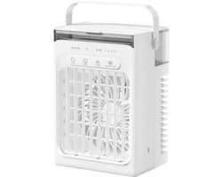 3-in-1 draagbare verdampingskoelventilator, mini USB koelventilator met 1000ml watertank, 4 windsnelheden, 2/4/6 uur timer en RGB sfeerverlichting voor bureau, kantoor en slaapkamer