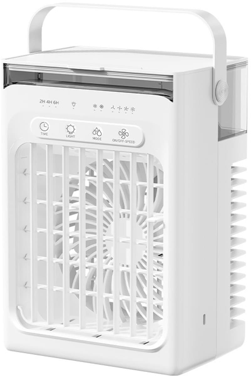 3-in-1 draagbare verdampingskoelventilator, mini USB koelventilator met 1000ml watertank, 4 windsnelheden, 2/4/6 uur timer en RGB sfeerverlichting voor bureau, kantoor en slaapkamer — afbeelding 1