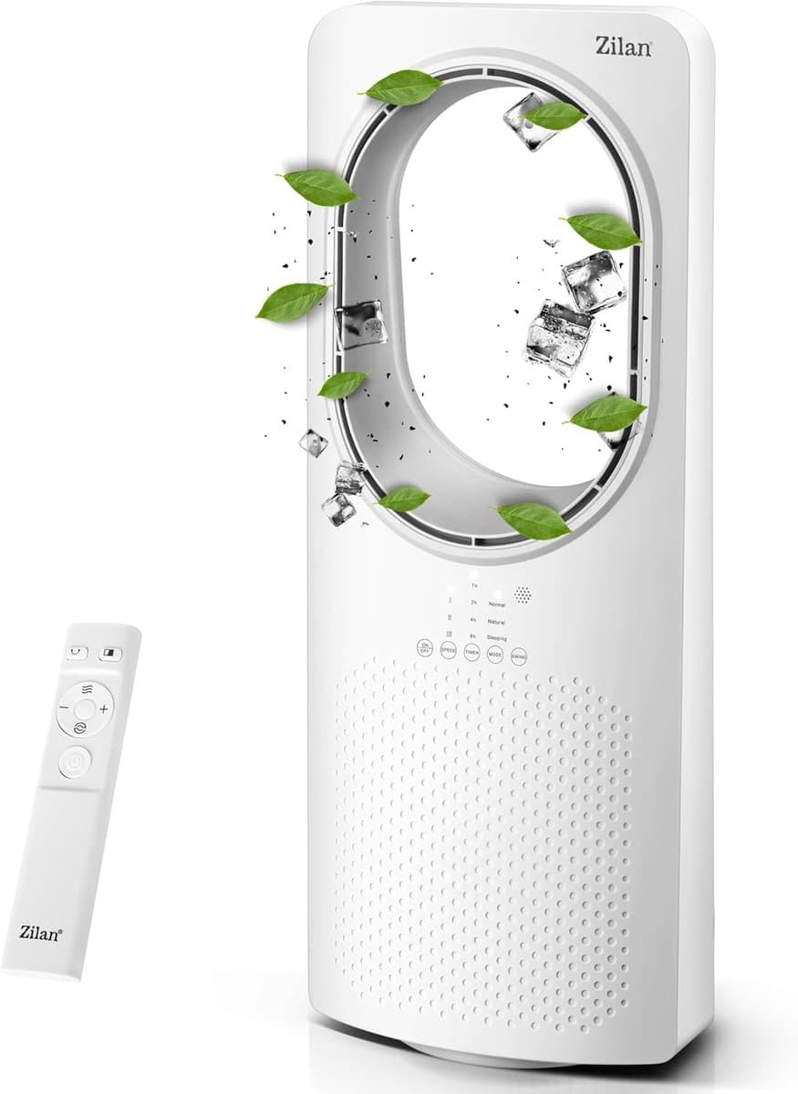 Torenventilator met afstandsbediening - luchtkoeler - modern design - staande ventilator - energiebesparend - stil - oscillerend - vloerventilator - zuilventilator met koeling - mobiele ventilator — afbeelding 1
