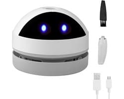 KZQ Stille mini bureaustofzuiger met USB - Draagbare kruimelverwijderaar voor bureau toetsenbord en tafel - Verwijdert haren stof en kleine restjes - Zwart-wit