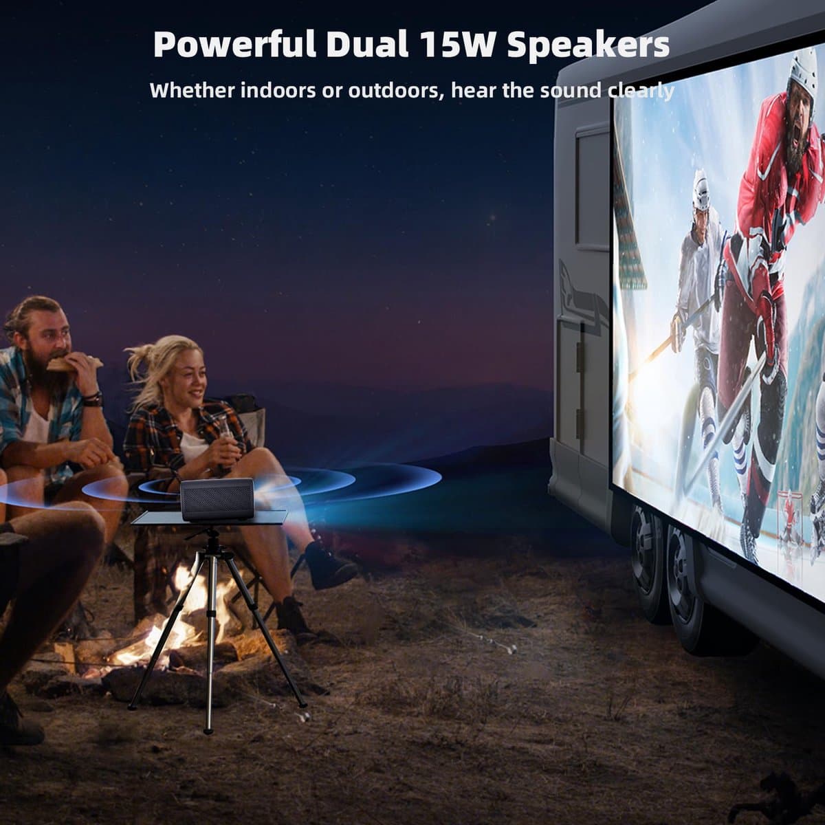 SnelShoppen - CASIRIS Omnistar Beamerset 100 inch Scherm, 1500 ANSI, Autofocus, 1080p Full HD, 4K-ondersteuning, 5G WiFi en Bluetooth Projector voor T — afbeelding 1