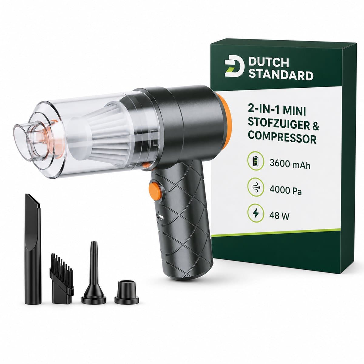 Dutch Standard 2-in-1 Mini Stofzuiger en Compressor - 3600 mAh - Compact — afbeelding 1