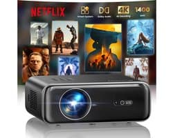SnelShoppen - Slimme Beamer WiFi Bluetooth Projector met 4K-ondersteuning, Autofocus, Dolby, 1080p Full HD, Automatische Keystone-correctie voor Thuis