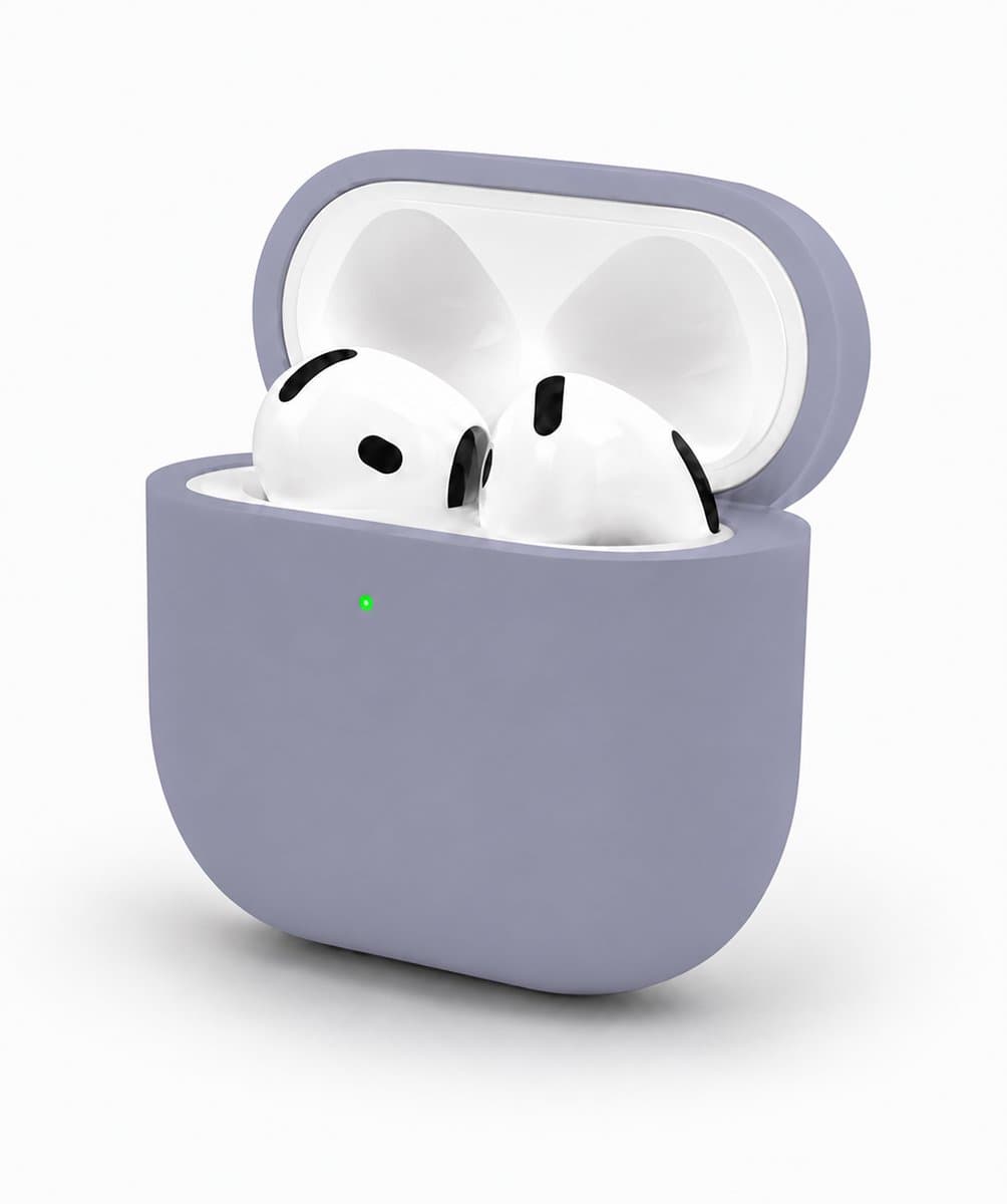 Enluxe Case geschikt voor Airpods 4 - Donker Paars Lavender Purple - Premium Siliconen Hoesje, Valbescherming & Spatwaterdicht, Draadloos Opladen Compatibel — afbeelding 1