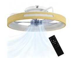 TEKROA® Plafondventilator met LED Verlichting 40W - 6 Snelheden -Stille DC Motor - Afstandsbediening - Zomer & Winterstand - Hout