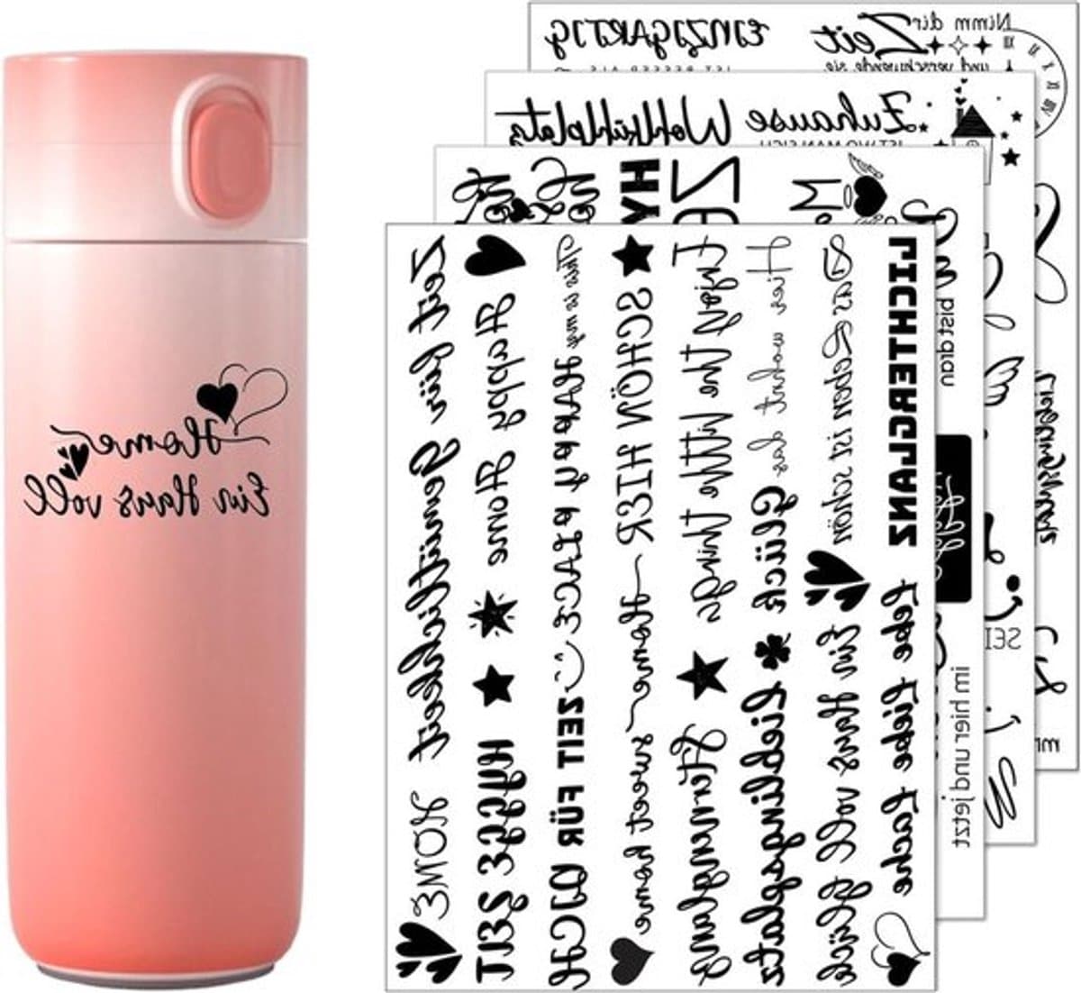 Set van 8 rub-on stickers met spreuken op transferfolie voor het decoreren van kaarsen en meubels, ideaal als creatieve vakantiegeschenken — afbeelding 1