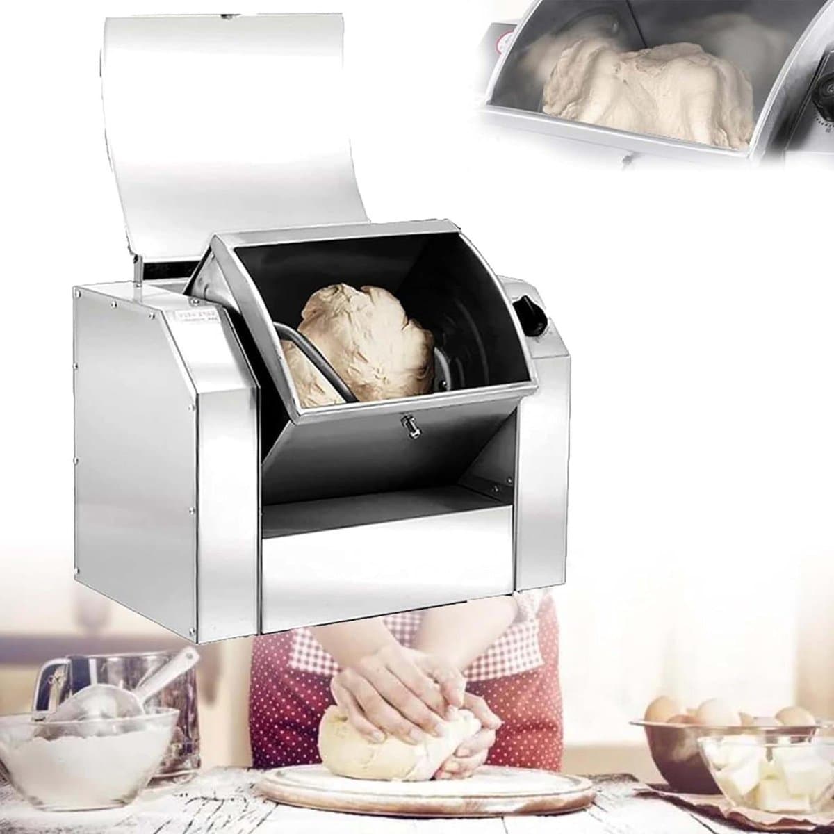 Elektrische Deegmixer - Keukenmixer Kneedmachine - Bakken Thuis - Grote Capaciteit - 5 kg - Zilver — afbeelding 1