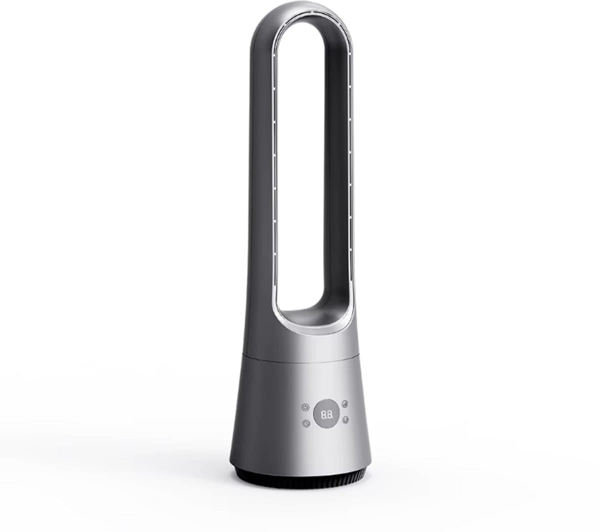 oROMI Bladloze Torenventilator 63 cm – 45W – 3 Snelheden en 3 Windmodi – Afstandsbediening – 24-uurs Timer – Oscillatie – Aromafunctie – Zilver — afbeelding 1