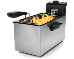 Roestvrijstalen Friteuse - Frituurpan Elektrisch - Knapperige Snacks Maken - Met Koelzone - 3 Liter - Zilver