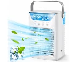Velmio Koelventilator – Koude Luchtblazer - Ventilator - 700 ml Watertank - Draagbare Ventilator - Aircooler Met 3 Standen - Sfeerlicht