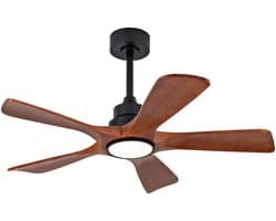 COVREO Plafondventilator met verlichting 42 inch, walnoot zwart, 6 snelheden