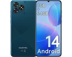 OUKITEL C53 mobiele telefoon, 6,6 inch HD, 8GB RAM+64GB uitbreidbaar tot 1TB, 4300mAh batterij, 13MP camera, Android 14