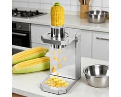 Maïsschiller Roestvrijstaal - Maïs Dorser - Gemakkelijk Maïs Bereiden - Automatisch One-Touch Dorsen - 33 cm Hoog - Zilver