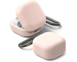 Ringke Silicone Hoesje Geschikt voor Samsung Galaxy Buds 4 / 4 Pro - Siliconen Cover - Karabijnhaak - Case Roze