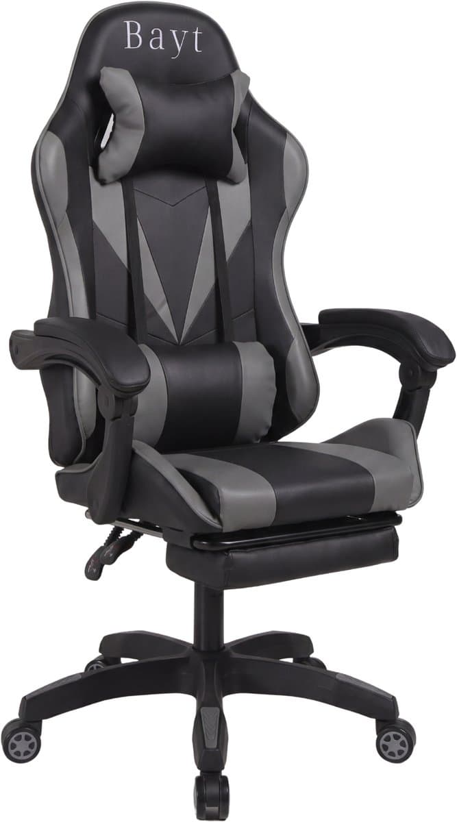Bayt Gamestoel - Gaming Chair - Gamingstoel - Ergonomische Bureaustoel - Verstelbaar - Zwart en Grijs — afbeelding 1
