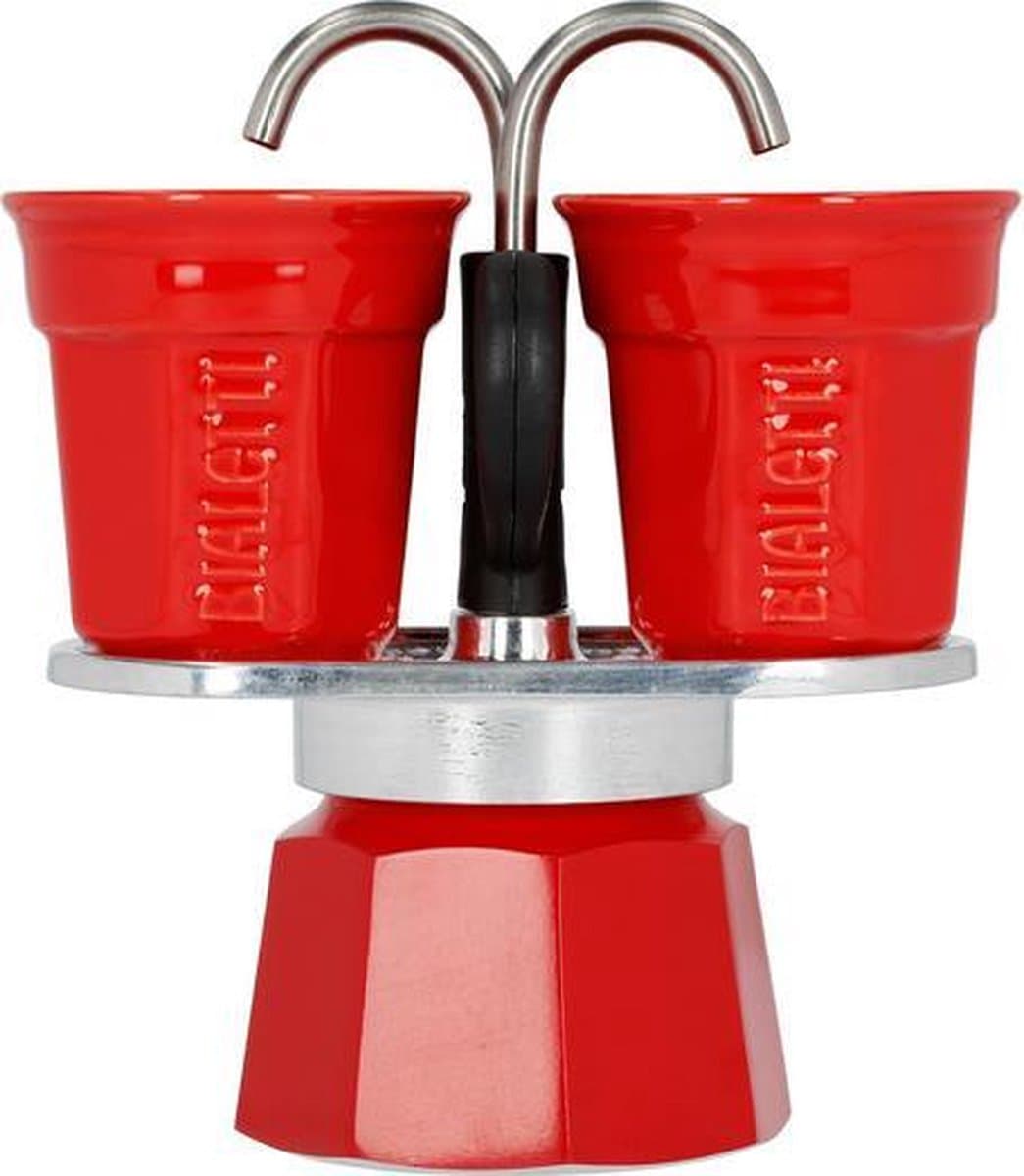 Bialetti Mini Express Rood 2 Kops – Inclusief 2 Espressokopjes – Aluminium Espressopot – Iconisch Italiaans Design — afbeelding 1