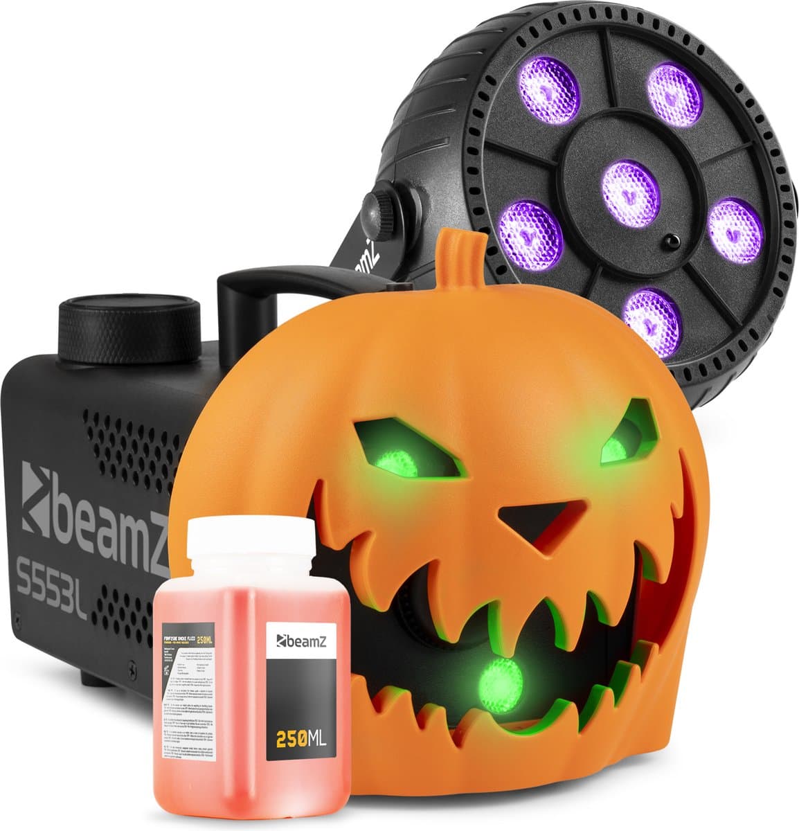 BeamZ Halloween rookmachine partyset - Met opklikbare pompoen - LED blacklight en lichteffecten — afbeelding 1