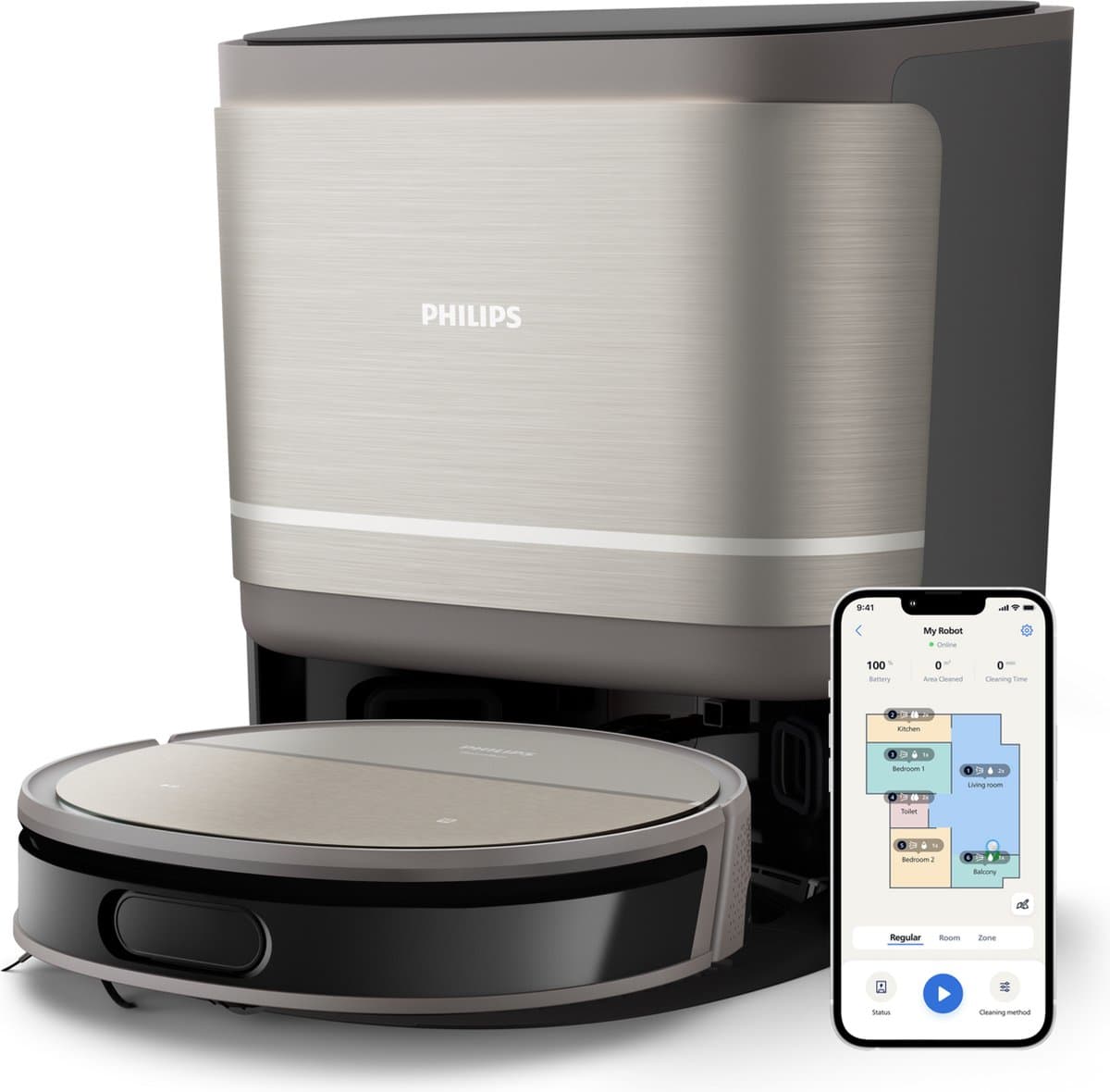 PHILIPS XU9100/10 Homerun 9000 series Robotstofzuiger met dweilfunctie Zwart — afbeelding 1