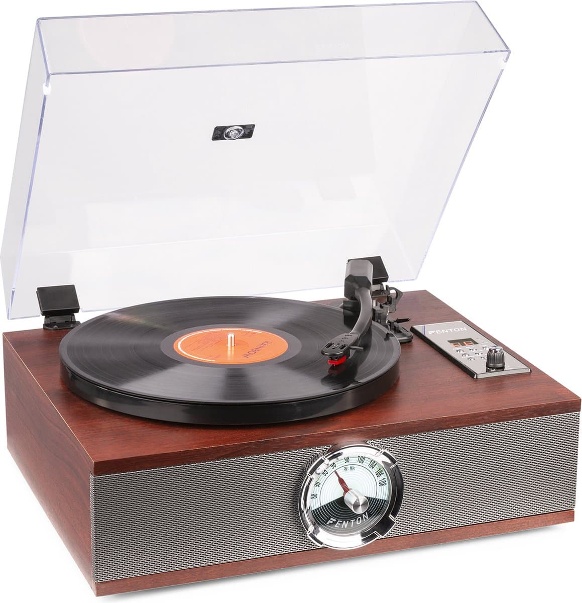 Retro Platenspeler met Bluetooth, FM Radio en CD Speler - Fenton RP180 - Hout — afbeelding 1