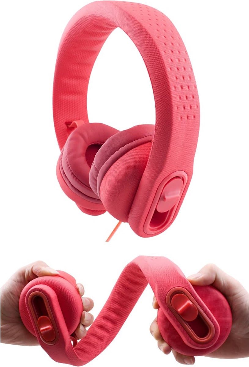 DKT Eduline Flexifoon rood flexibele hufterproof koptelefoon hoofdtelefoon kinderen voor gebruik in de school klas — afbeelding 1