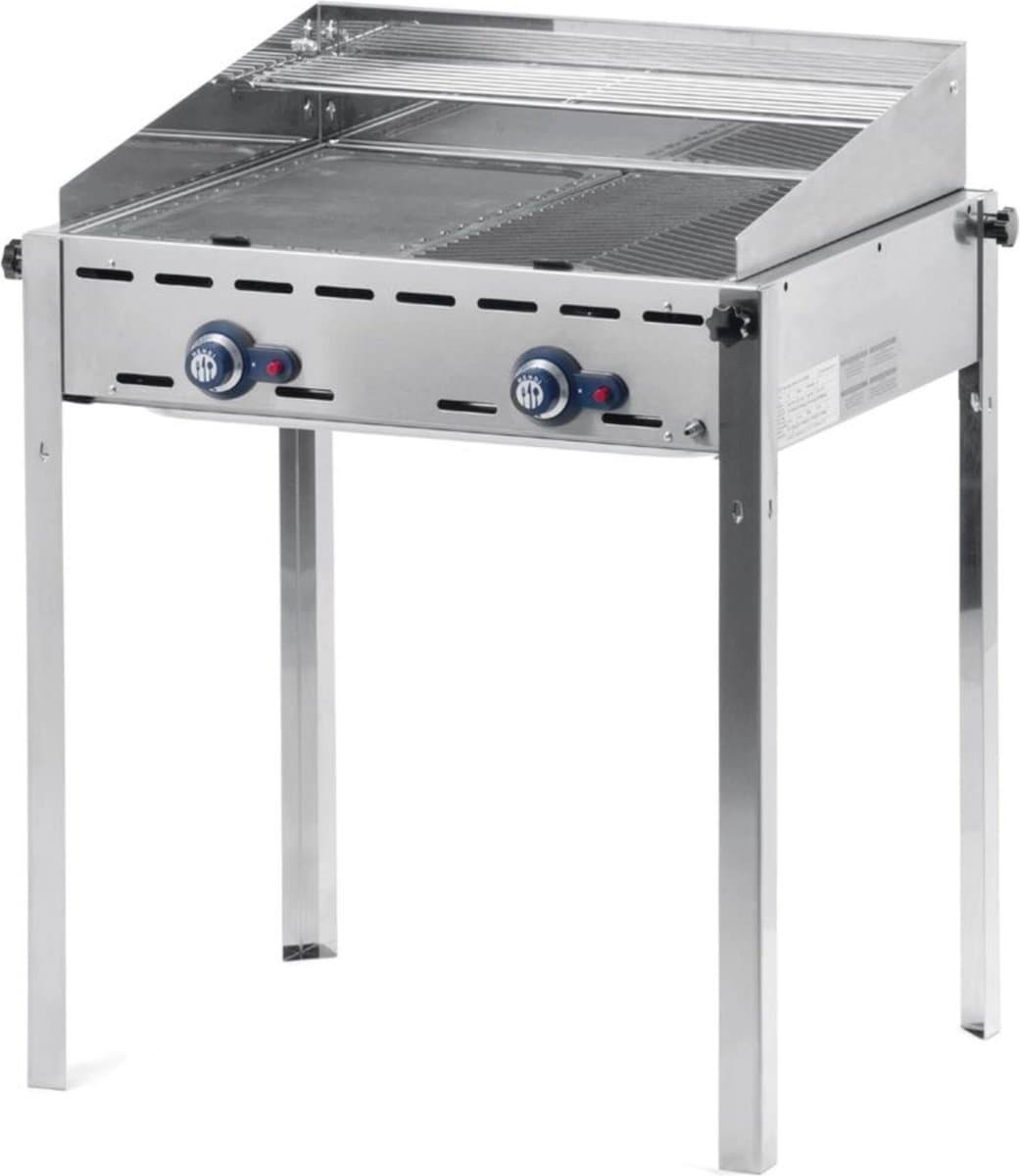 HENDI Green Fire barbecue – 2 branders – geëmailleerde gietijzeren bakplaat – 11,6 kW – 740x615x825 mm — afbeelding 1