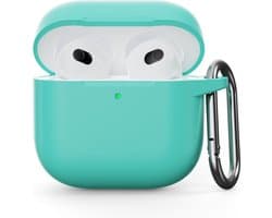 Coverup Hoesje - Geschikt voor AirPods 5 / 4 Hoesje - Coverup Siliconen AirPods Case met Sleutelhanger - Mintgroen
