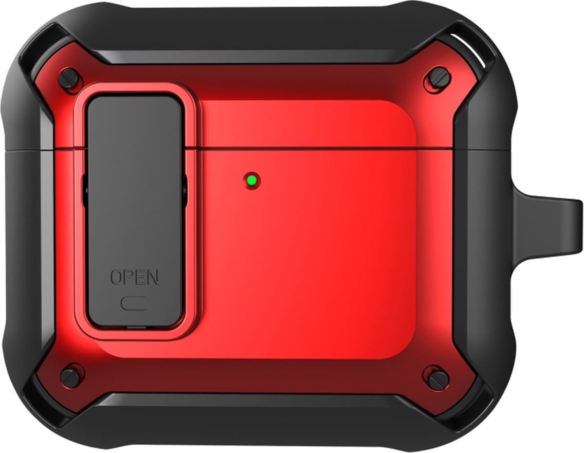 Telestore - Hoesje geschikte voor AirPods 4 - TPU hybride hoesje Beschermhoes - Shockproof AirPods 4 Cover - AirPods 4 Hoesje - Geschikt voor Apple Airpods 4 - rood - hard en TPU cover met sleutelhanger — afbeelding 1