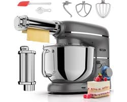 Fentic Keukenmachine - 2000W - Keukenrobot - Incl. Pastaroller en extra accessoires - 6,2L Mengkom - Foodprocessor - Pastamachine - Antraciet
