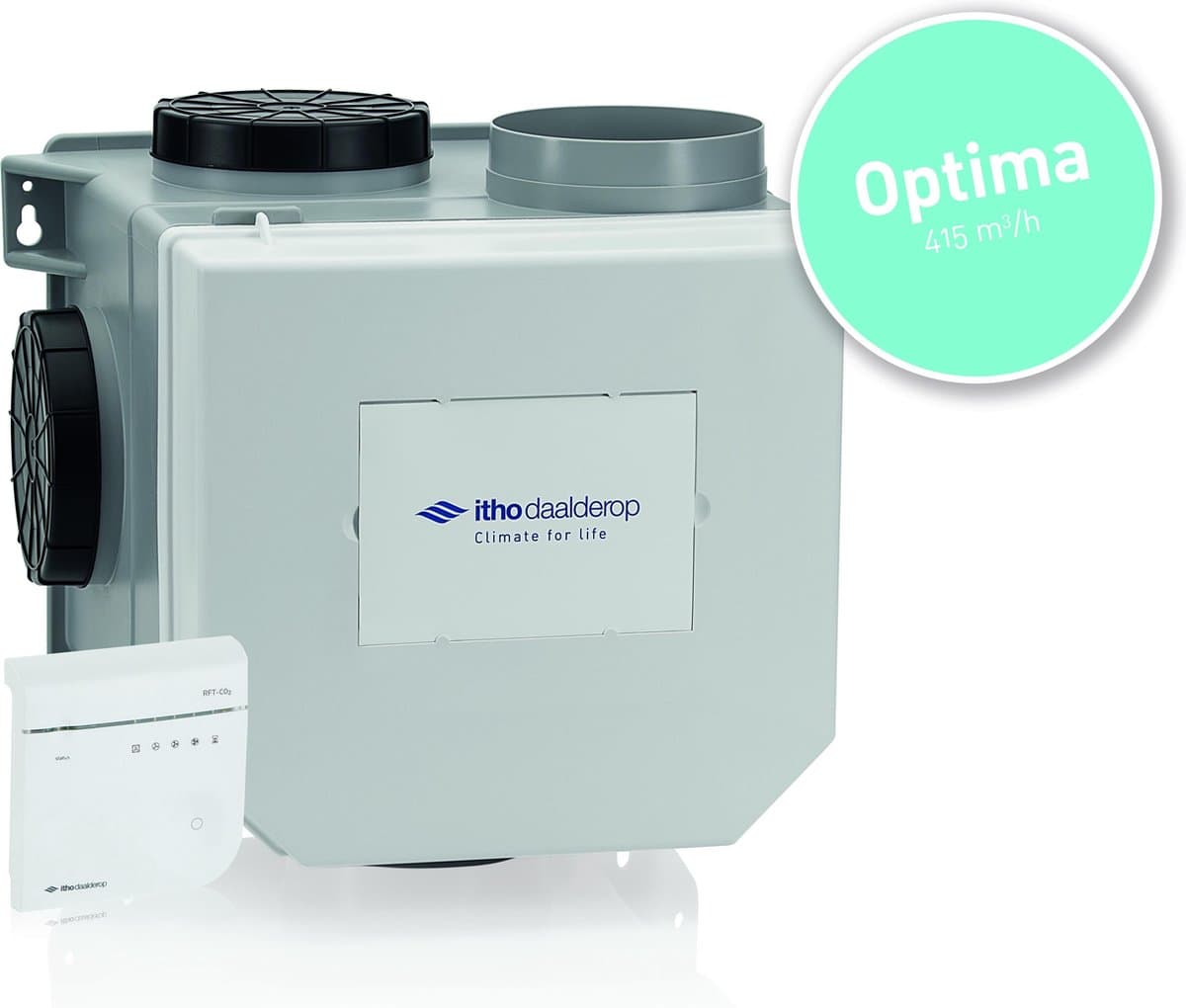 Itho Daalderop CVE-S S CO2 Optima pakket HE 415m3/h + ingebouwde RV vochtsensor + CO2 bediening - euro stekker — afbeelding 1