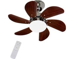 Plafondventilator met Verlichting - 6 Standen en Timer - Incl. Afstandbediening - Winter en Zomer Functie - Stil - Slaapkamer - Woonkamer - E27 fitting - Plafond Ventilator - Donkerbruin