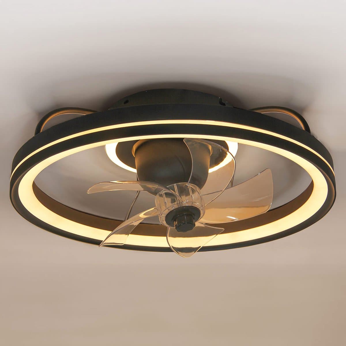 LumenXL - Zwarte plafondventilator met zomer/winter functie en aanpasbare kleurtemperatuur - Ikaros — afbeelding 1