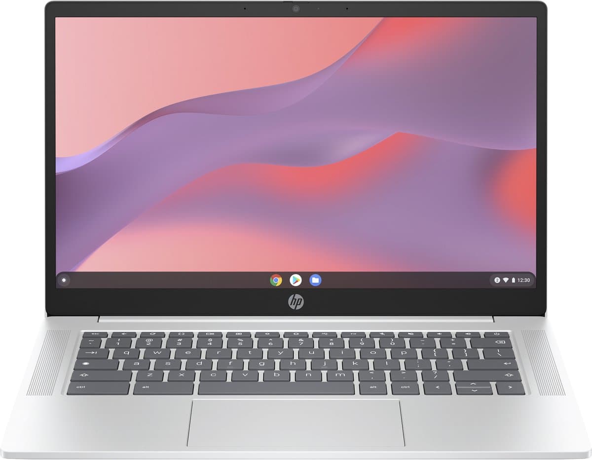 HP Chromebook 14a-nf0920nd Intel® N N200 35,6 cm (14") Full HD 8 GB LPDDR5-SDRAM 128 GB eUFS Wi-Fi 6E (802.11ax) ChromeOS Zilver — afbeelding 1