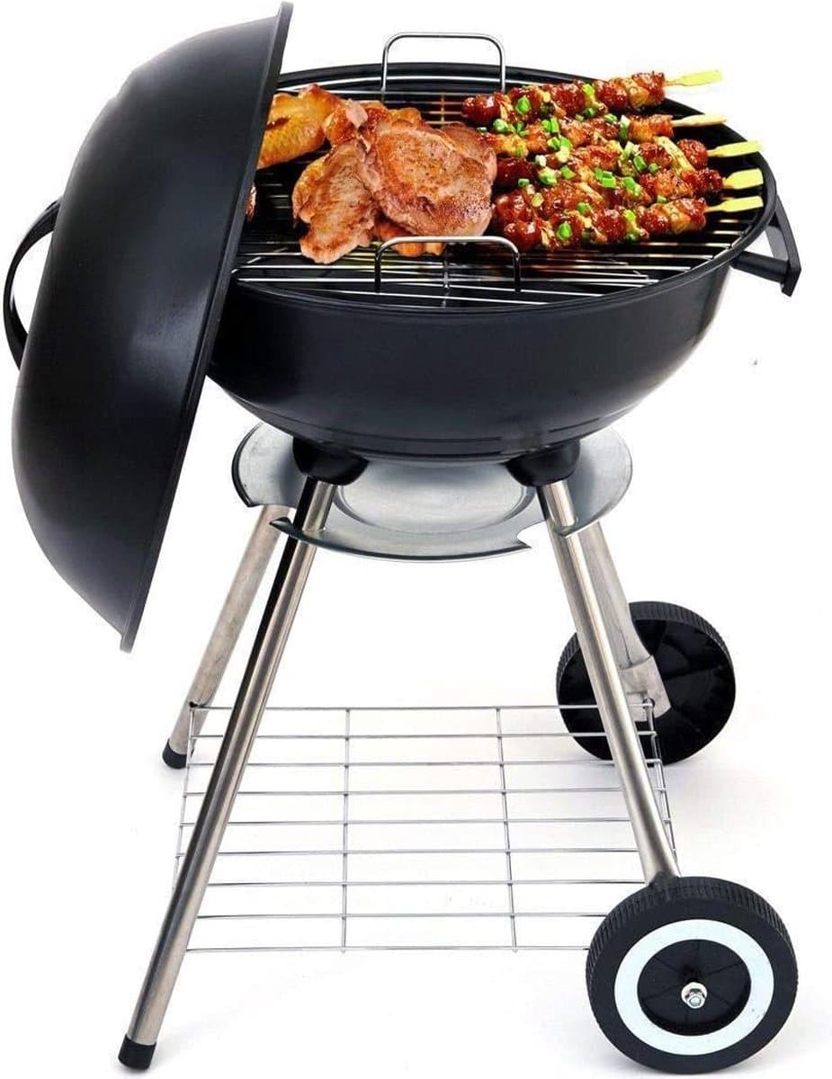 Houtskoolbarbecue - Kogelbarbecue - BBQ -45 x 83 centimeter - Ronde Barbecue - Barbecue op Wielen - Zwart - Metaal — afbeelding 1
