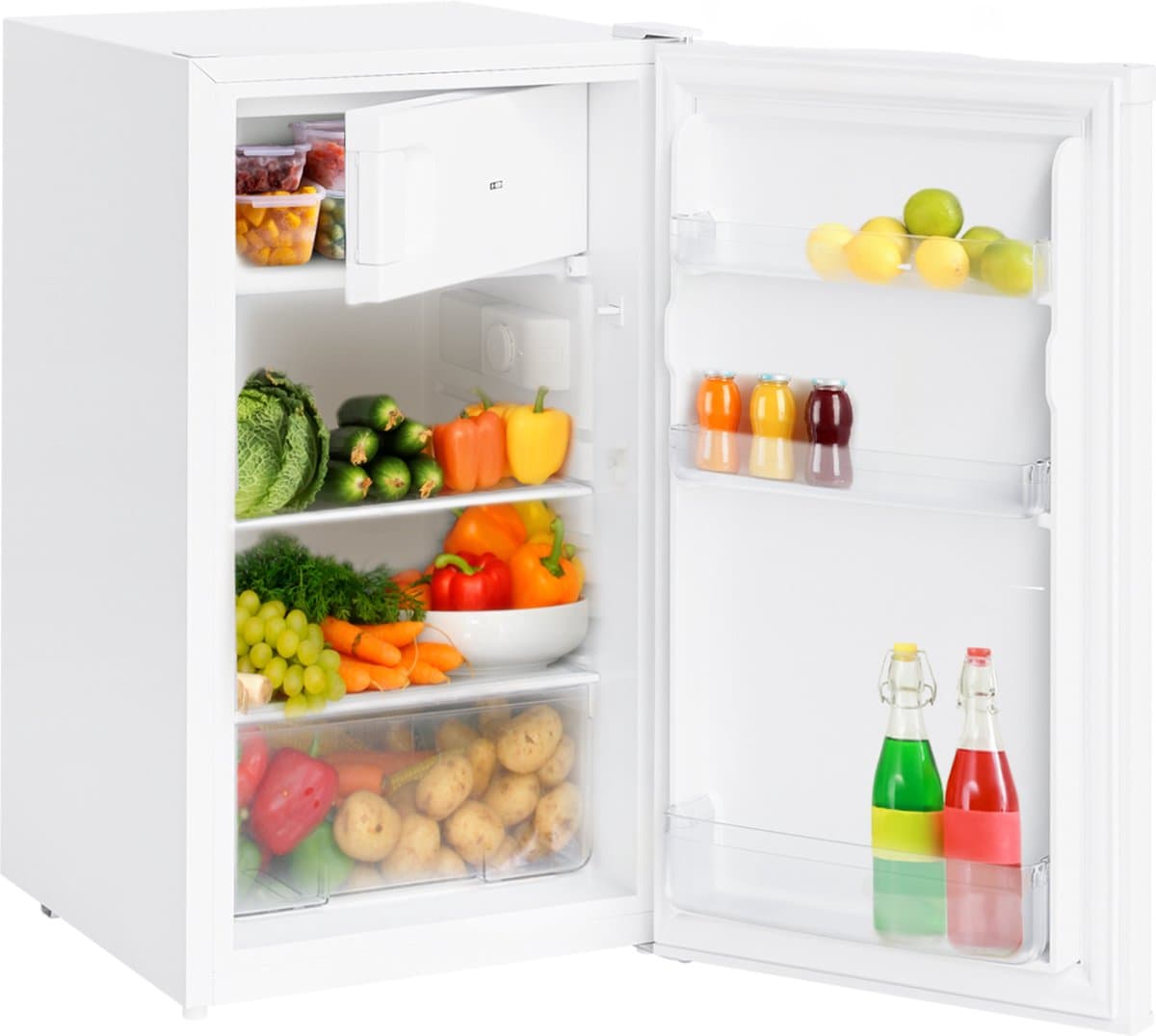 KitchenBrothers Koelkast - 88L Koelvak - 14L Vriesvak - Koelvriescombinatie - IJskast - Frigo - Vrijstaand - Wit — afbeelding 1