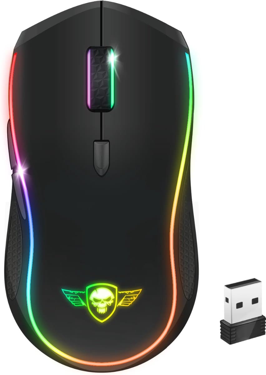 Spirit of Gamer Draadloze Muis – Muis – Gaming Muis – 4200 DPI – RGB – Batterij Voor 50 Uur – Zwart — afbeelding 1
