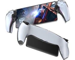 PlayCool Clear case met Thumb Grips en 1x Anti Blue Light Screen Protector Glas geschikt voor Playstation Portal Remote Player voor PS5®-console