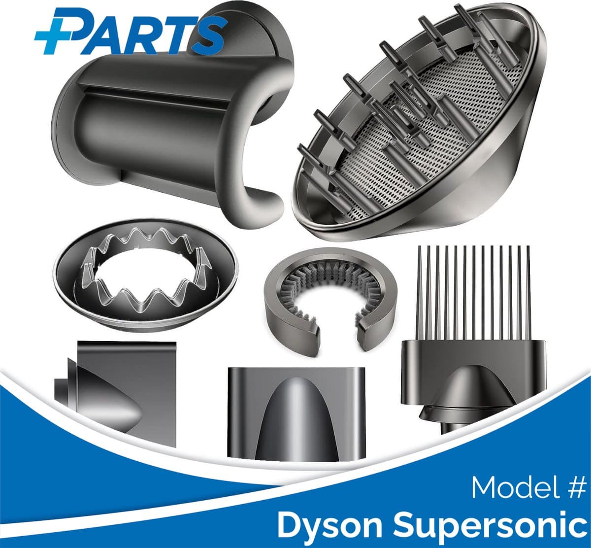 Dyson Supersonic HD01 Opzetstukken/Accessoireset van Plus.Parts® geschikt voor Dyson - 7 delig! — afbeelding 1