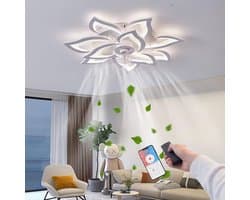 10 Lotus Ventilator Lamp - Plafondventilator - Smart Lamp - Met Dimmer - 3 Standen Ventilator - Keuken Lamp - Woonkamerlamp - Moderne lamp