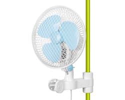 Oscillerende clip-on ventilator voor mastmontage 250 cm lange kabel - 20 W 2 snelheden - super stil met EU-stekker - small growth Monkey fan hydroponics