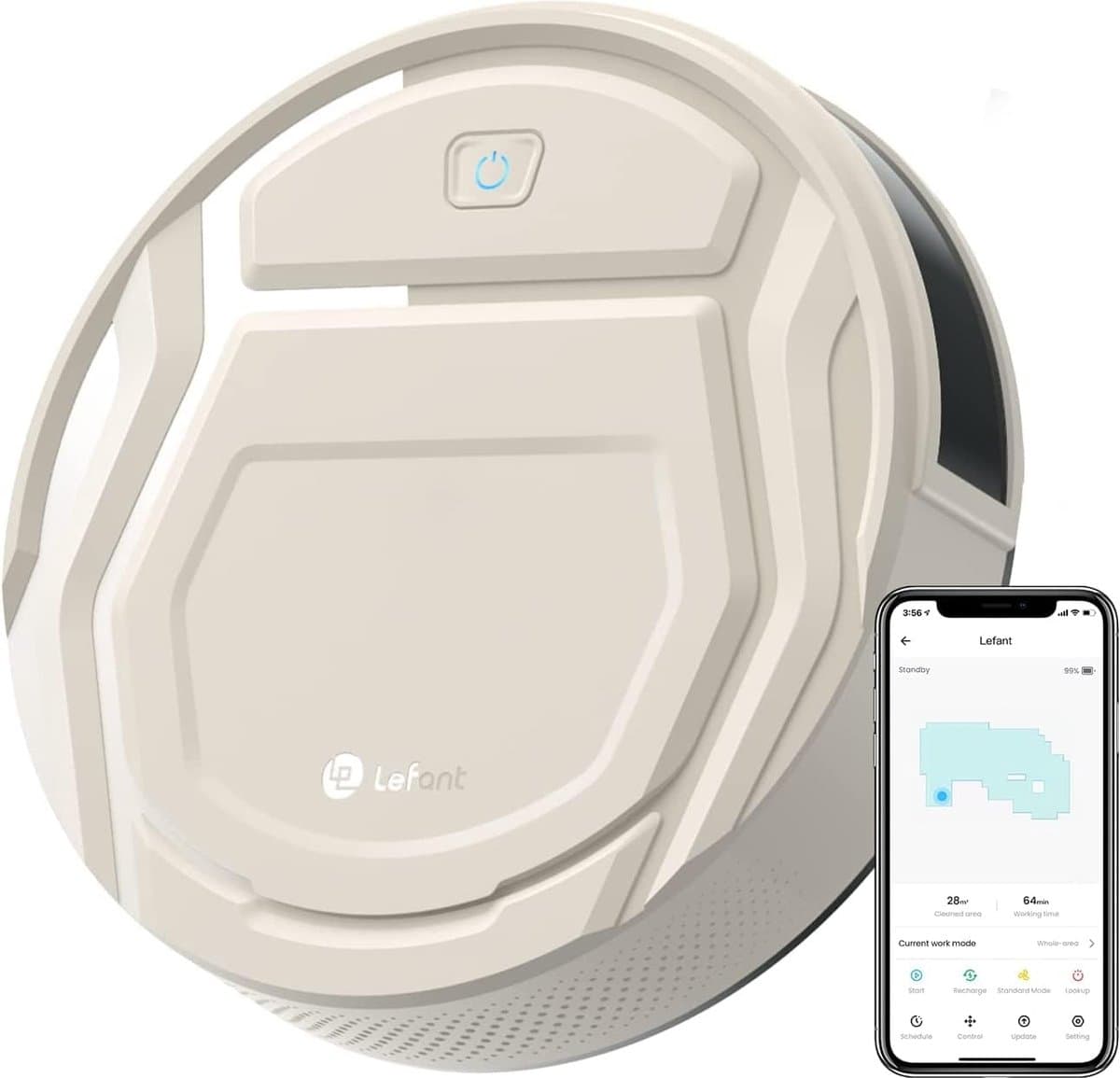 2-in-1 Robotstofzuiger met Laadstation - Met Dweilfunctie (Excl. Dweilaccessoires) - 3.0 Technologie - 120 min. - Robotstofzuigers - Dweilrobot - Huisdieren - Stofzuiger - Spraakbesturing & App - Beige — afbeelding 1