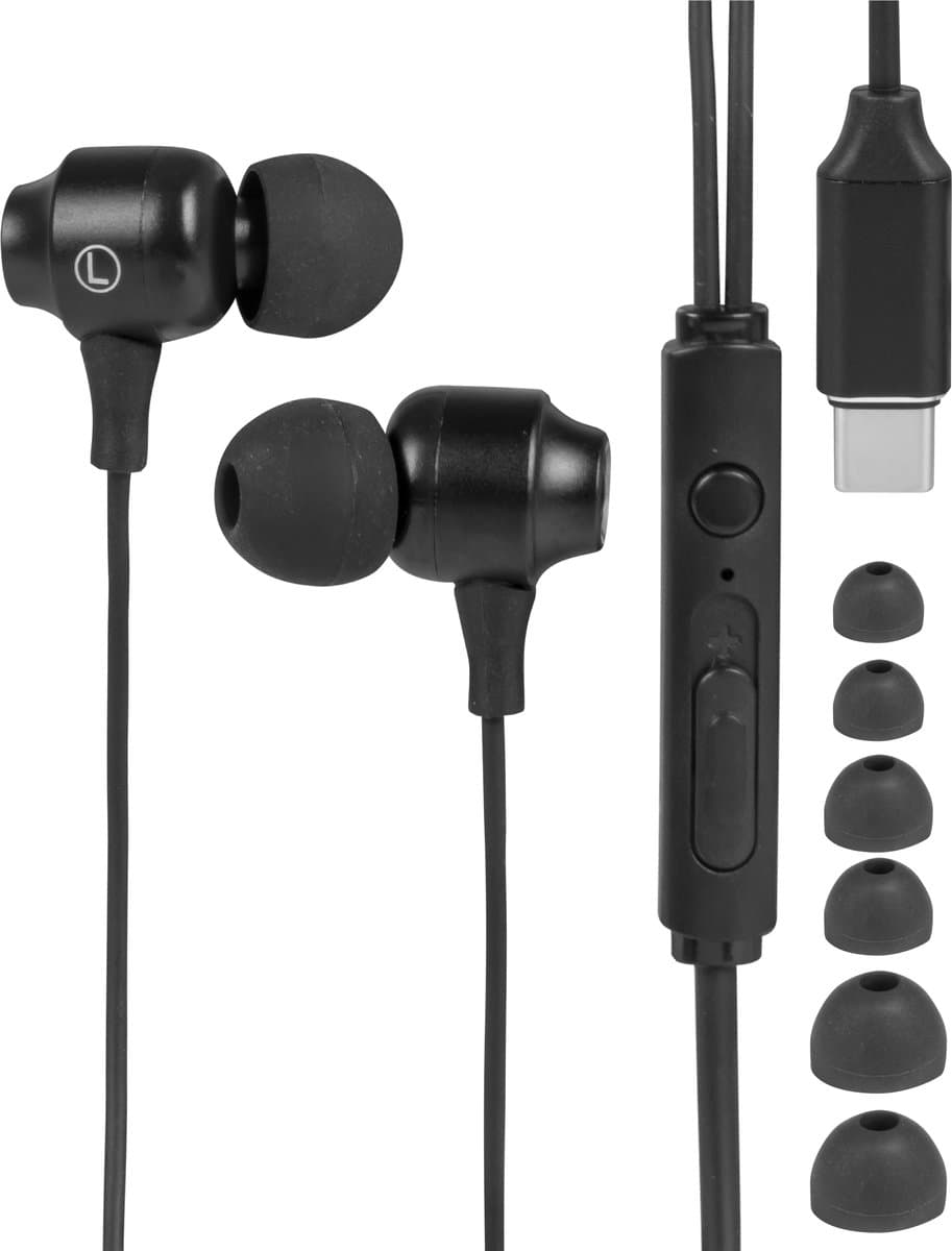 Nuvance Oortjes met Draad - USB-C - Oordopjes met Draad - In-Ear Oortjes met Draad en Microfoon - Zwart — afbeelding 1