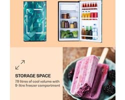 Klarstein Koelkast CoolArt koel-vriescombinatie - met 2 koelstanden, designfront, 5-traps thermostaat, 0 tot 10 °C, inhoud: 79 liter, thema: Bos - 41 dB - voor Keuken - Compact - Mini Fridge - Compact Koelkast - Kleine Koelkast